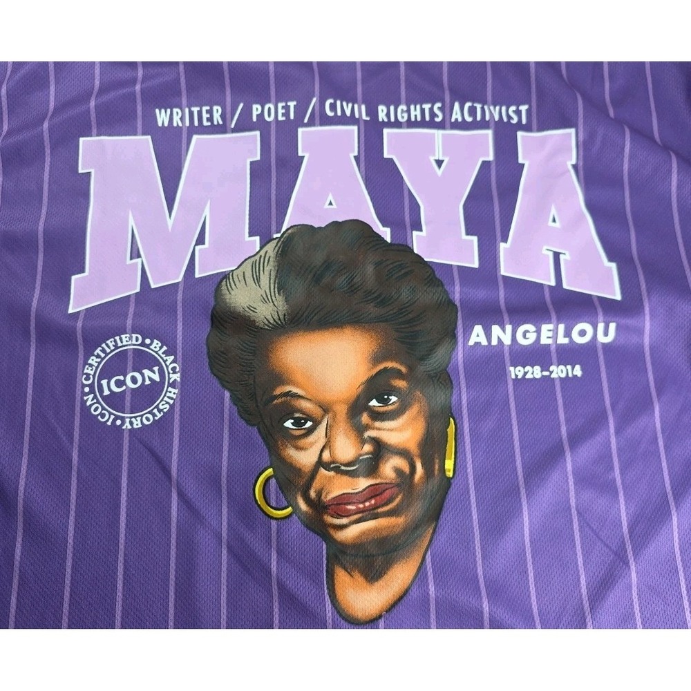 MAYA ANGELOU COLLEGIATE BASEBALL JERSEY PURPLE BLACK HISTORY MONTH LSU COLORS